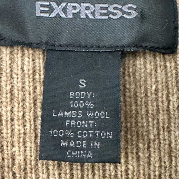Women's Express 100% Lambs Wool & Denim Full Zip Mock Sweater Jacket Size Small - Picture 3 of 8